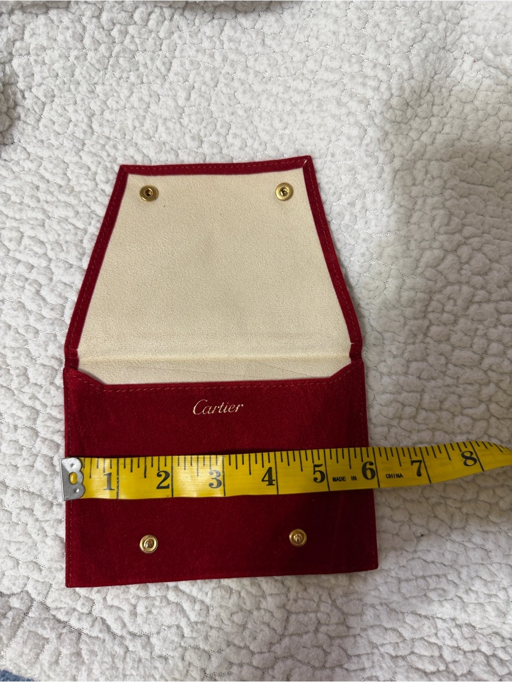 Cartier Red and Cream Velvet Pouch with Gold Accent